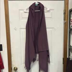 Initials Purple Wrap with Fringe Pancho one size fits all has DGN embroidered